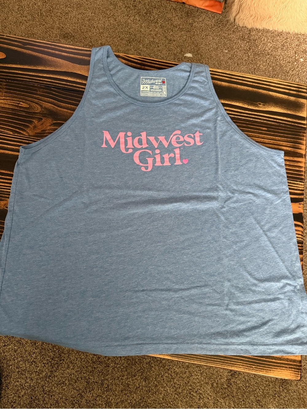 Blue Tank Top with Pink Logo